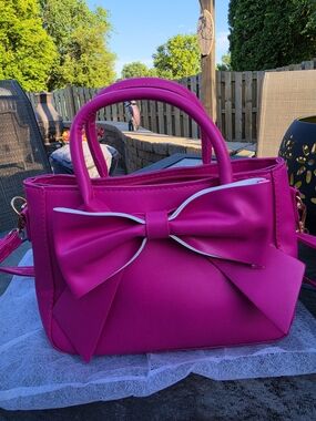 Bright Pink Bow-Accent Satchel Tote
